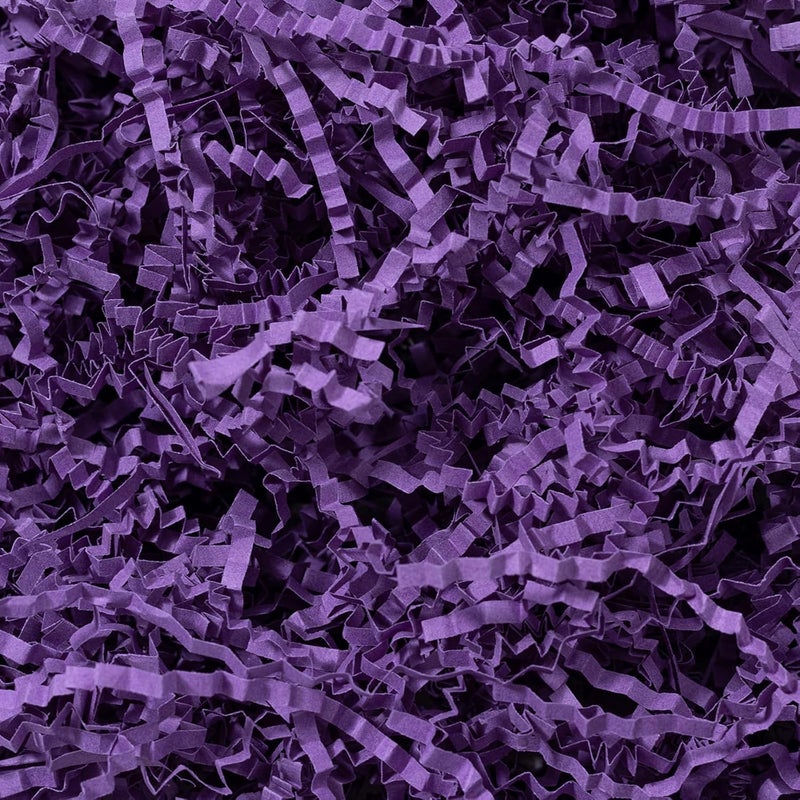 Mefleet 1/2 LB Crinkle Cut Paper Shred Filler 8 oz Purple Crinkle Shredded Paper for Gift Box - Gift Basket Bag Filler - Grass Cushion Stuffing for Easter, Mother's day, Holiday Packaging Wrapping - Image 1